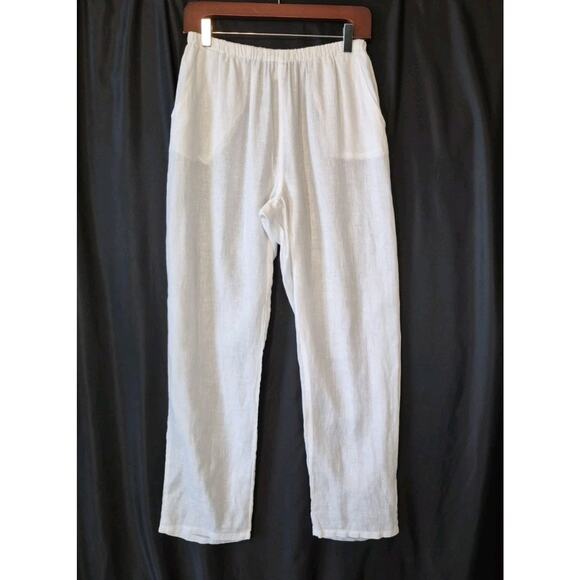CP Shades Womens Designer 100% Linen White Semi Sheer Ari Pants Small - Picture 2 of 8